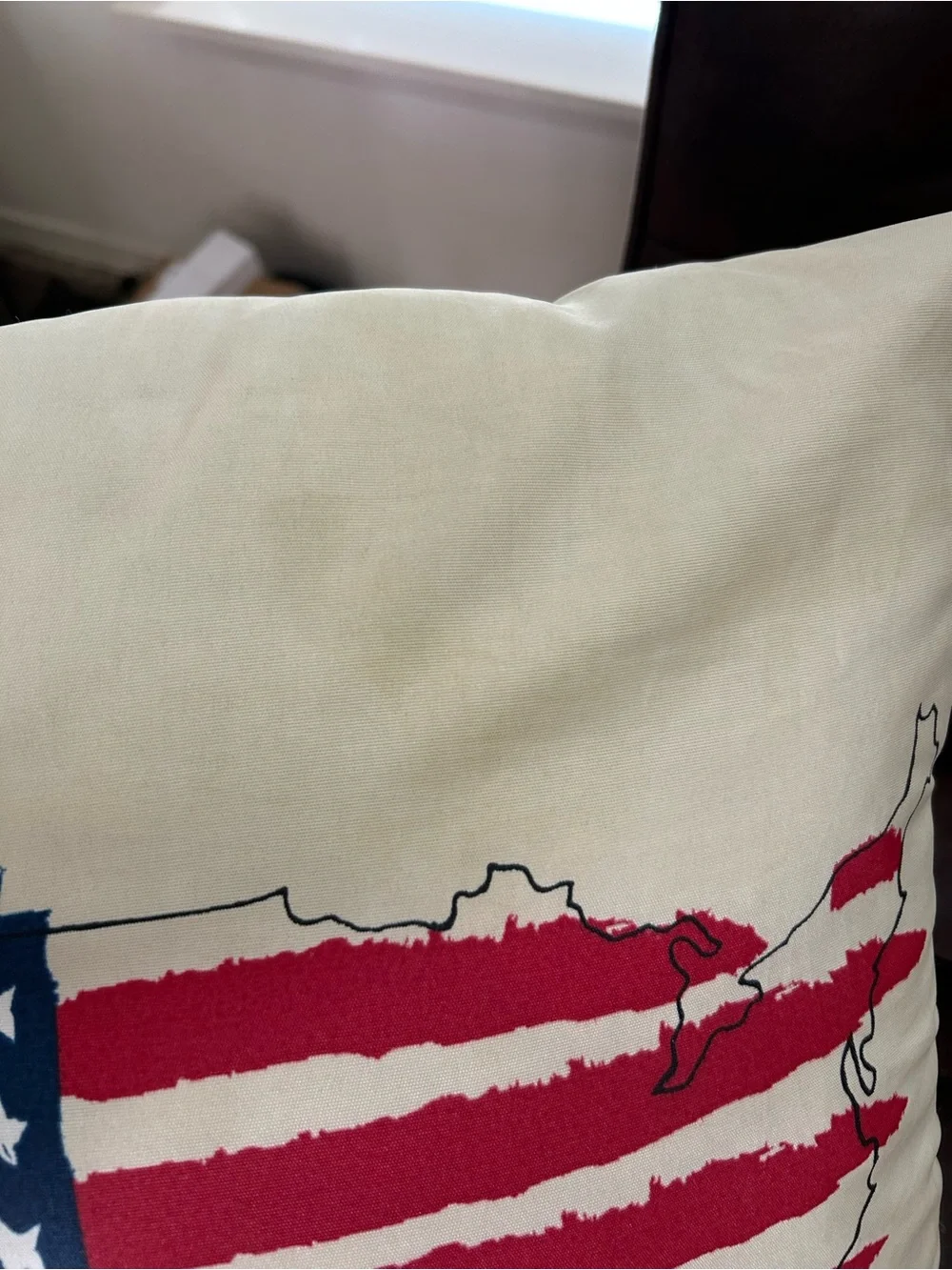 Patriotic USA Map Throw Pillow - Red, White & Blue Wall Hanging and Garden Stake